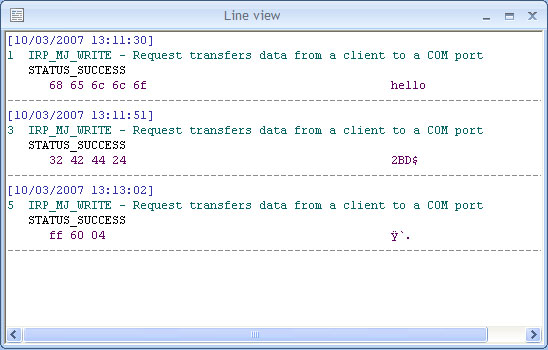 Analyseur RS232 - Vue Ligne