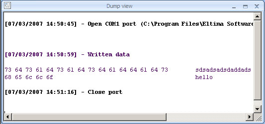 RS232 Analyzer - Vista discarica