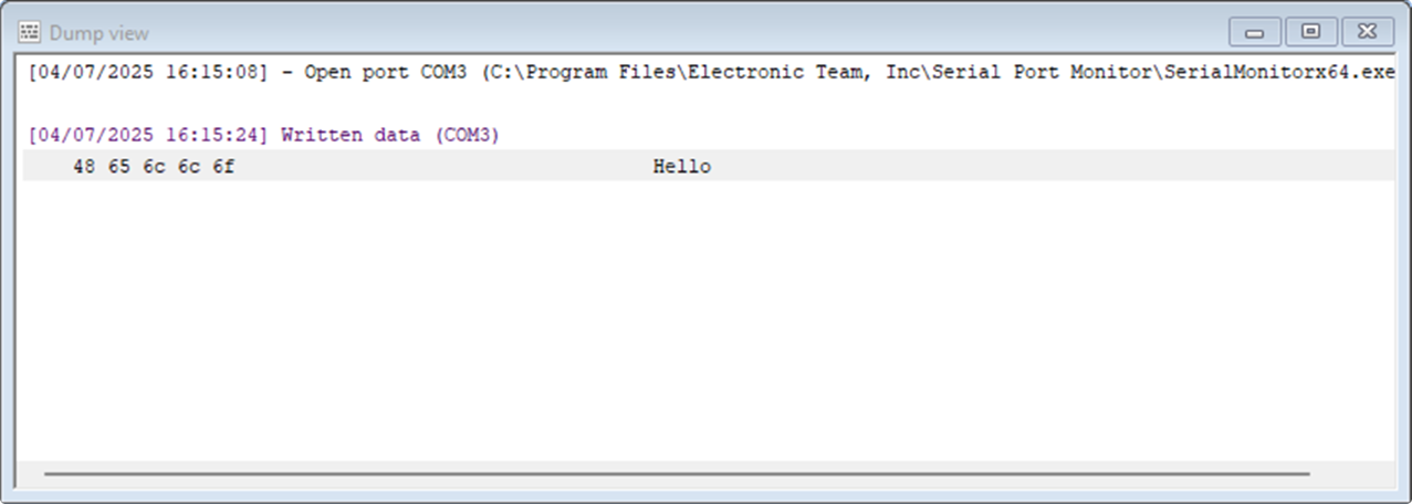 RS232 Analyzer - Dump View