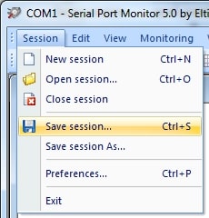 Salvar sessão de teste de porta serial